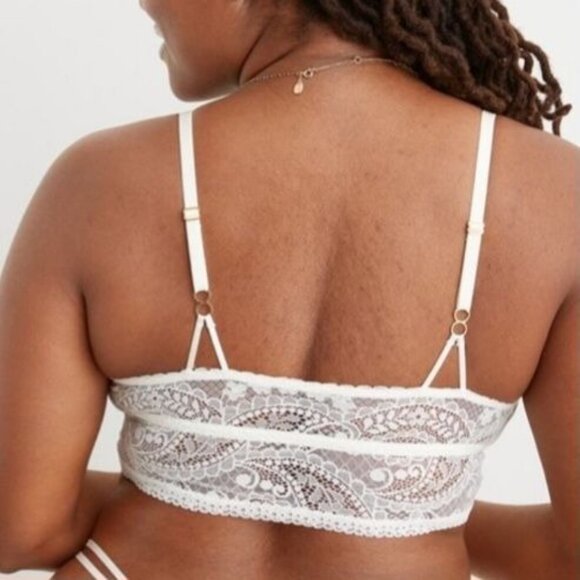 NEW Aerie Paisley Lace Longline‎ Bralette Ivory Size M - Picture 4 of 12